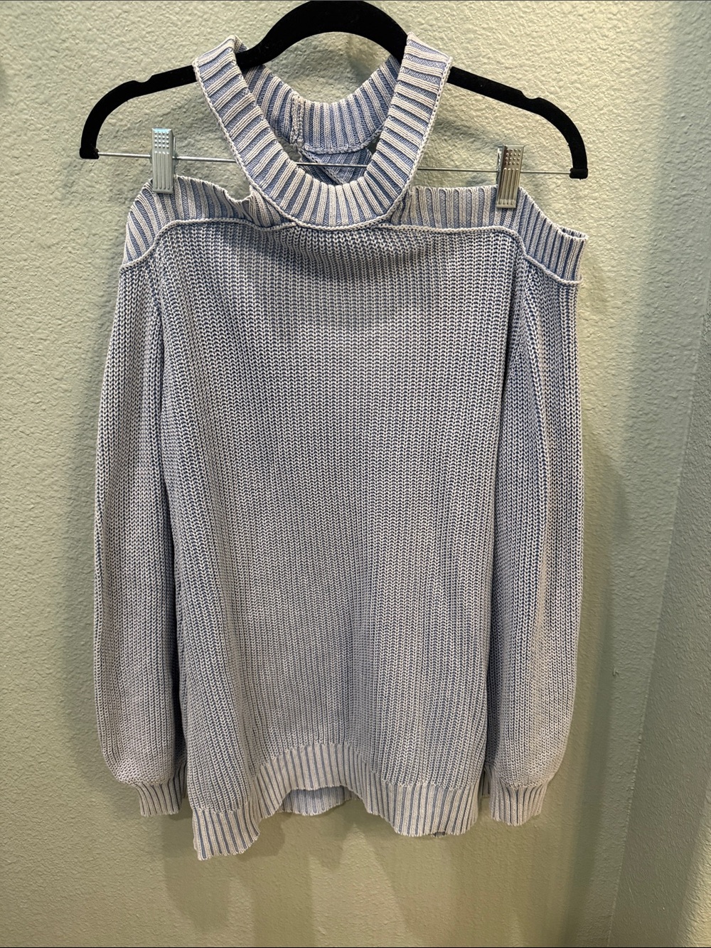 Vici Cold-Shoulder Knit Sweater - Light Blue Large NWT